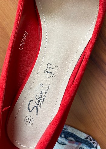 Kırmızı Süet Dolgu Topuklu Stiletto - Görsel 4