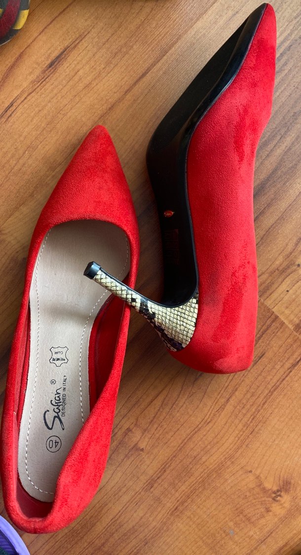 Kırmızı Süet Dolgu Topuklu Stiletto - Görsel 2