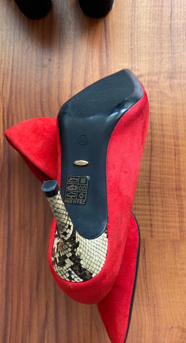 Kırmızı Süet Dolgu Topuklu Stiletto - Görsel 3