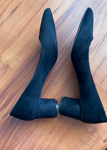 Siyah süet Minimalist Kadın Stiletto Topuklu Ayakkabı - Görsel 2