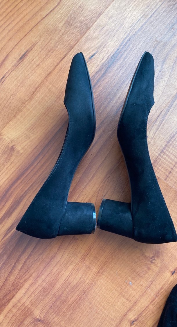 Siyah süet Minimalist Kadın Stiletto Topuklu Ayakkabı - Görsel 2