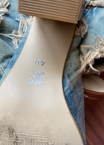 Mavi kot kumaş Topuklu Bot - Görsel 5