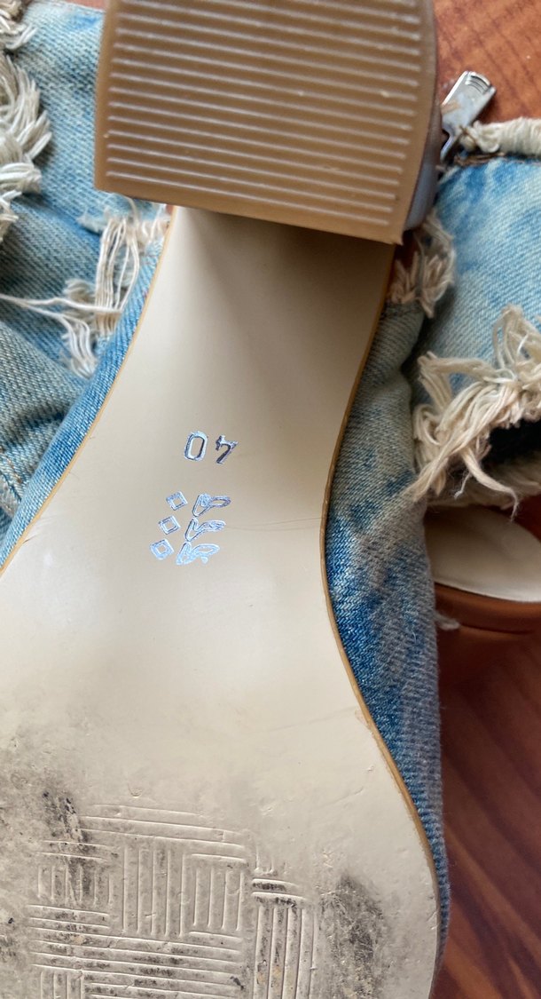 Mavi kot kumaş Topuklu Bot - Görsel 5