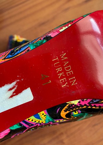 Renkli Desenli Stiletto Kadın Ayakkabı - Görsel 3