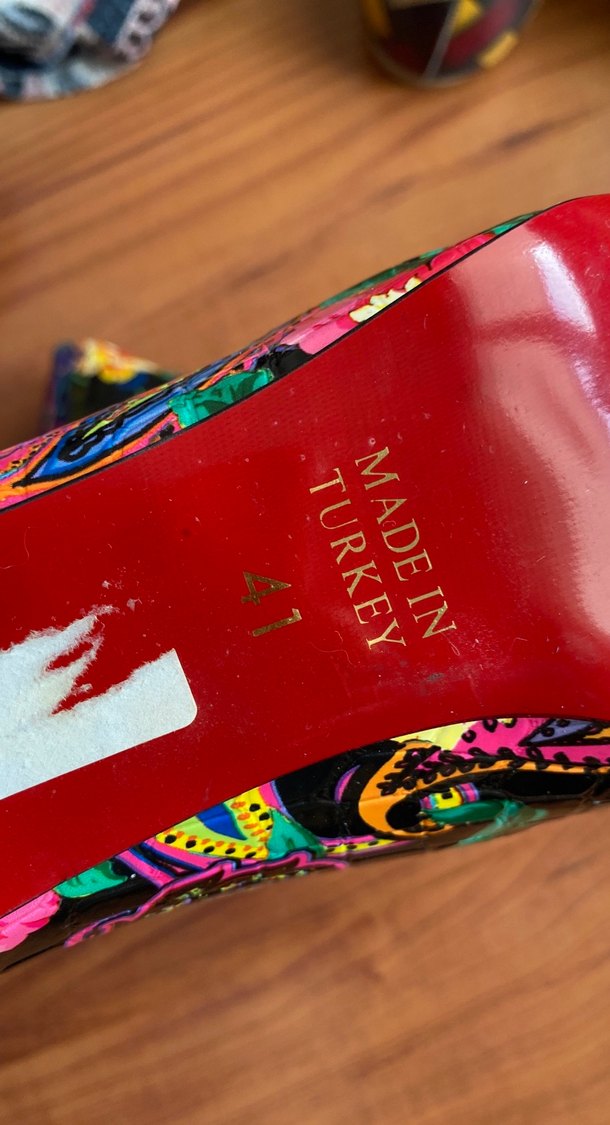 Renkli Desenli Stiletto Kadın Ayakkabı - Görsel 3