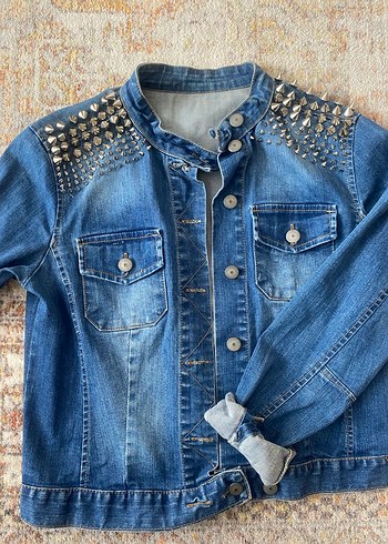 Zımbalı Mavi Denim Ceket