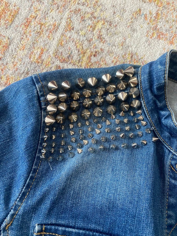 Zımbalı Mavi Denim Ceket - Görsel 2