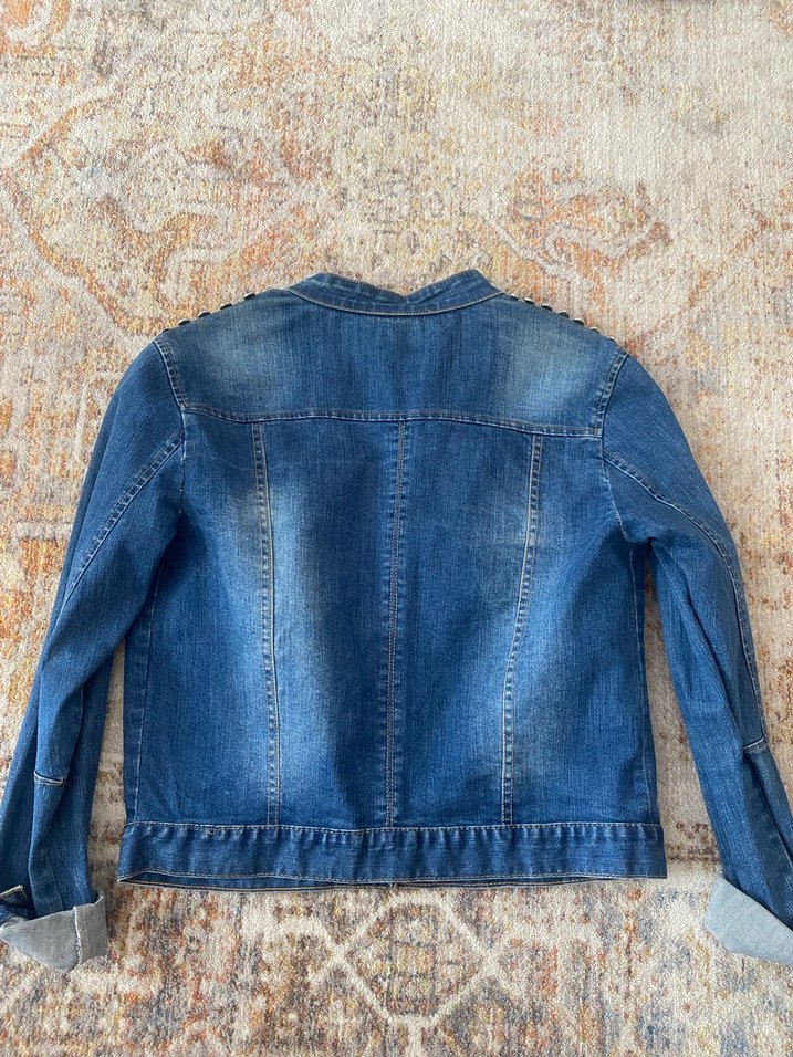 Zımbalı Mavi Denim Ceket - Görsel 3