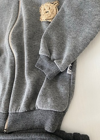 Gri Kapüşonlu Fermuarlı Erkek Eşofman Takımı - Görsel 2