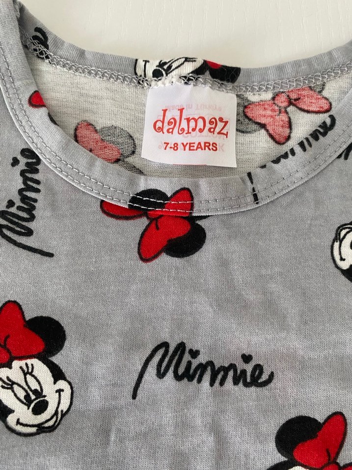 Gri Mini Baskılı Kız Cocuk Pijama Takımı - Görsel 2