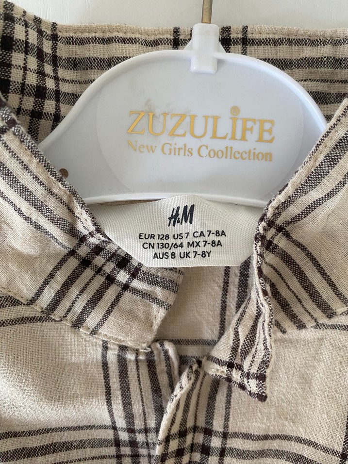 Erkek Çocuk Keten Kısa Kollu Kareli Gömlek - Görsel 2