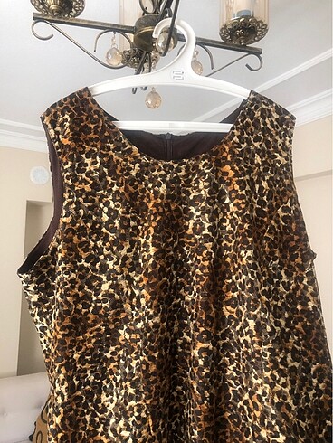 48 Beden Leopar desenli elbise