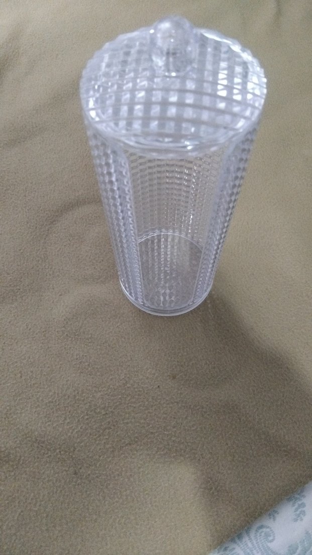 Beyaz Şeffaf Desenli  makyaj  pamuğu koyma vazosu - Görsel 3