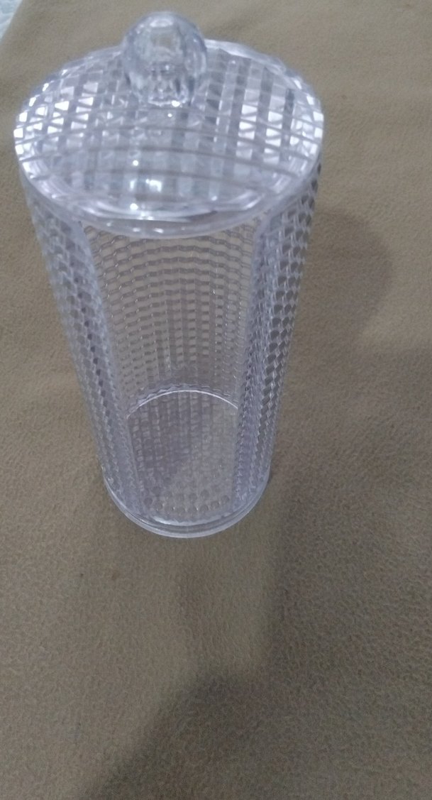 Beyaz Şeffaf Desenli  makyaj  pamuğu koyma vazosu - Görsel 4