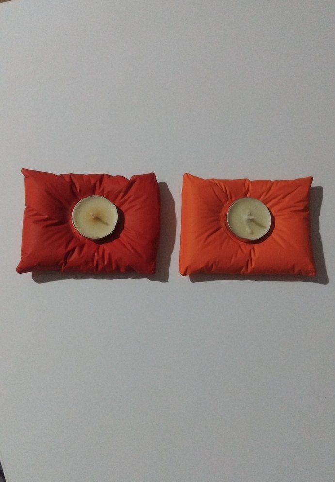 Renkli Kırmızı  Turuncu  Minder Mumluk Seti - Görsel 3
