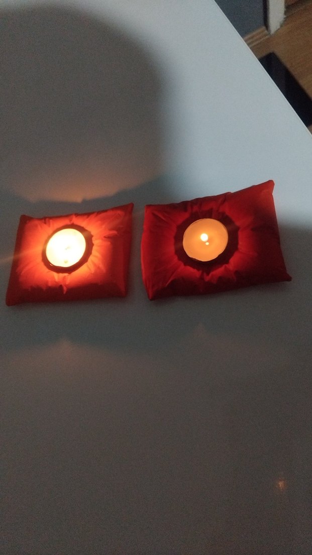 Renkli Kırmızı  Turuncu  Minder Mumluk Seti - Görsel 4