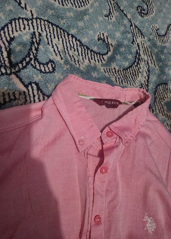 Polo Pembe Uzun Kollu Düğmeli Kadın Gömlek - Görsel 2