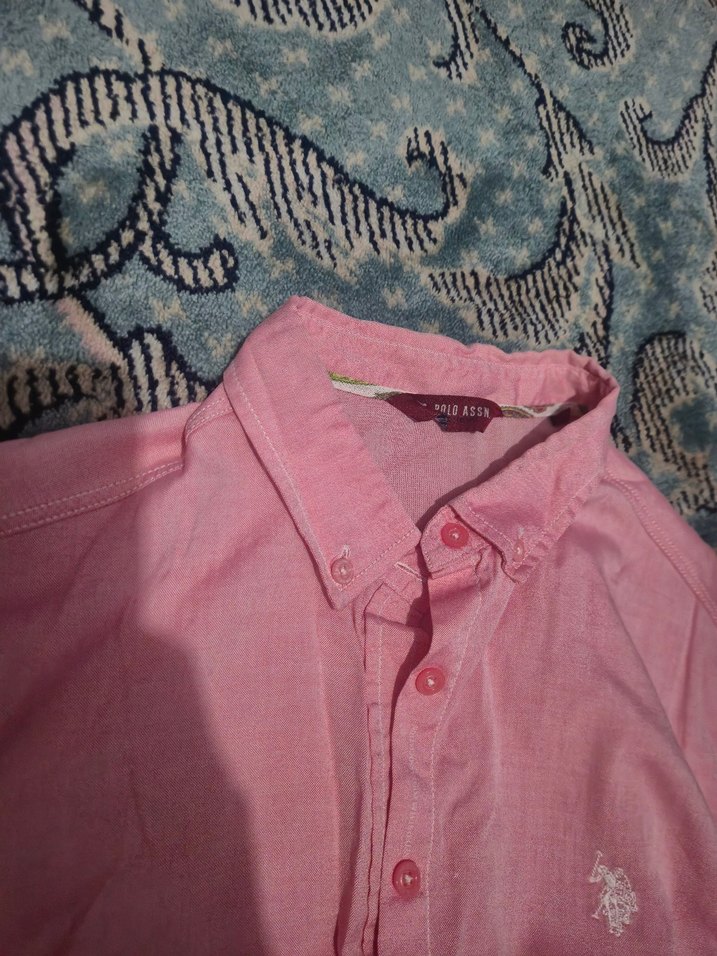 Polo Pembe Uzun Kollu Düğmeli Kadın Gömlek - Görsel 2