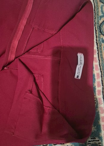 Bordo Kadın Fermuarlı Kumaş Pantolon Yüksek Bel - Görsel 2