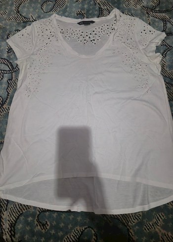 Dantel Detaylı Beyaz Kadın V Yaka Bluz - Görsel 2