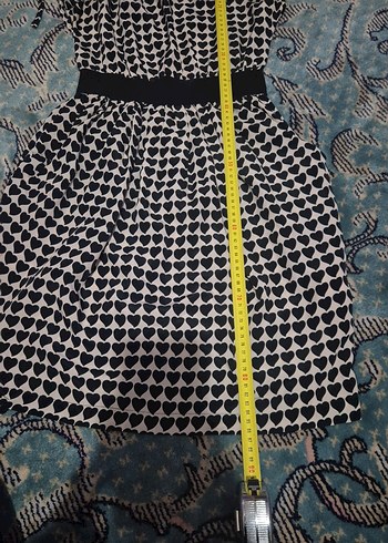 Kalp Desenli Siyah Mini Elbise - Görsel 4