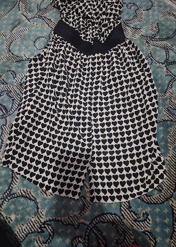 Kalp Desenli Siyah Mini Elbise - Görsel 3