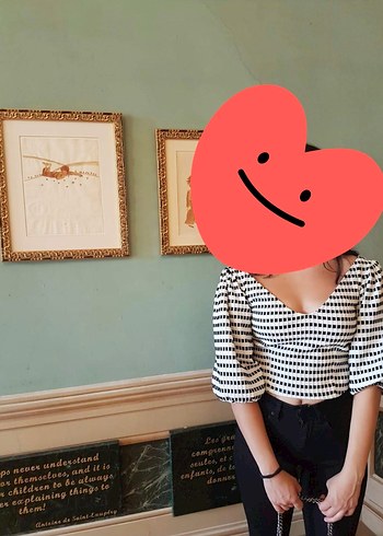 Zara Beyaz Siyah Desenli üst - Görsel 3