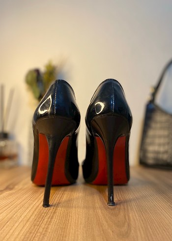 35,5 Beden siyah Renk Christian L Muadili Siyah Deri Stiletto ve Deri Çanta Takımı