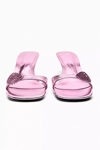 40 Beden Zara Metalik Pembe Kitten Heel Terlik