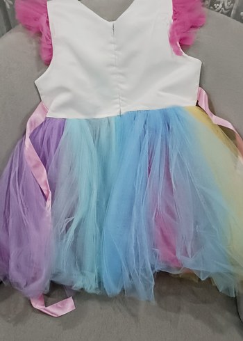 Çok Renkli Kız Çocuk Unicorn Elbise - Görsel 4