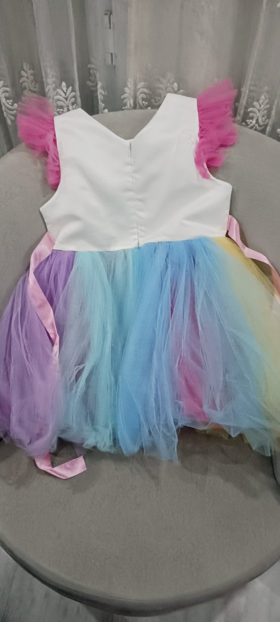Çok Renkli Kız Çocuk Unicorn Elbise - Görsel 4