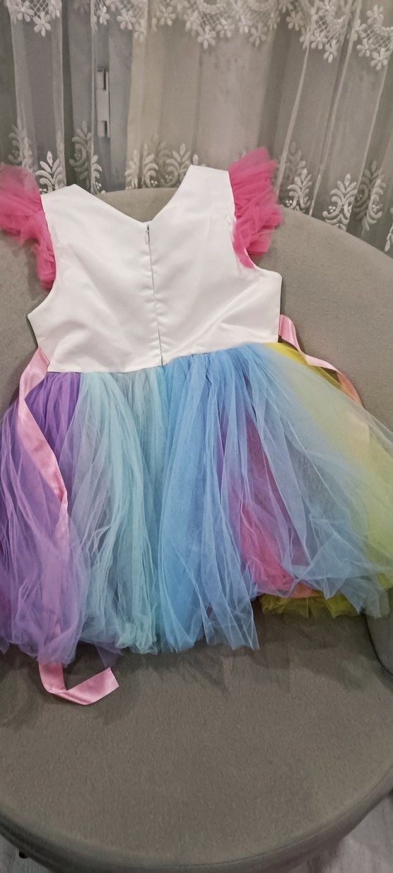 Çok Renkli Kız Çocuk Unicorn Elbise - Görsel 5