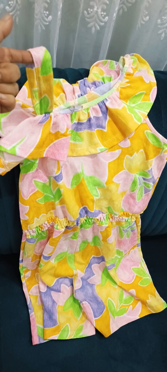 Kız Çocuk Renkli Fırfırlı Kolsuz Tulum - Görsel 2