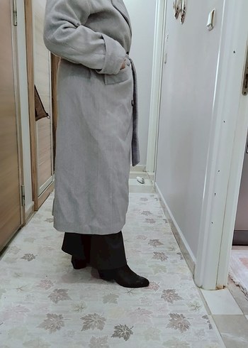 Gri Çift Düğmeli Uzun Kaban #kaşe #kaşekaban #kaban #uzunkaban - Görsel 11