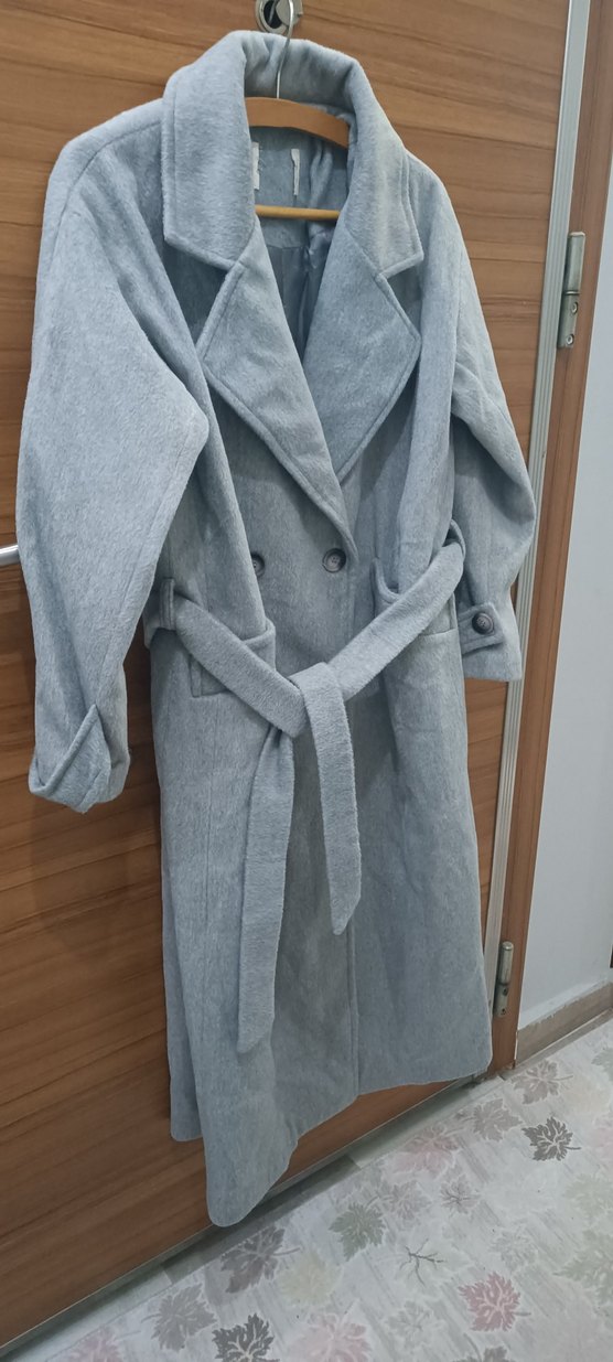 Gri Çift Düğmeli Uzun Kaban #kaşe #kaşekaban #kaban #uzunkaban - Görsel 2