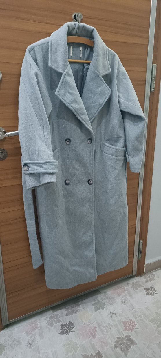 Gri Çift Düğmeli Uzun Kaban #kaşe #kaşekaban #kaban #uzunkaban - Görsel 3