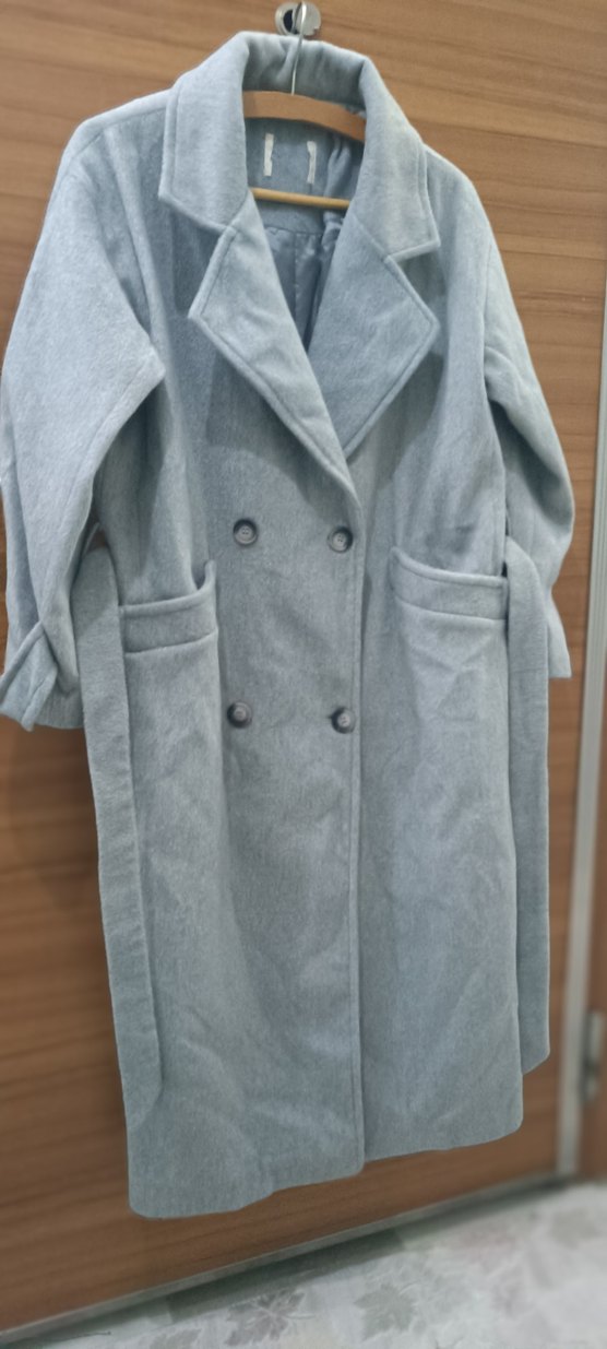 Gri Çift Düğmeli Uzun Kaban #kaşe #kaşekaban #kaban #uzunkaban - Görsel 4