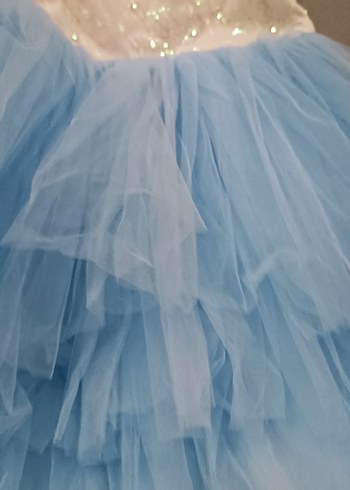 Kız Çocuk Mavi Kat Kat Fırfırlı Elbise - Görsel 6