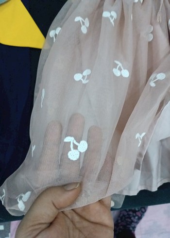 Bej Nakışlı Fırfırlı Kız Eteği - Görsel 5