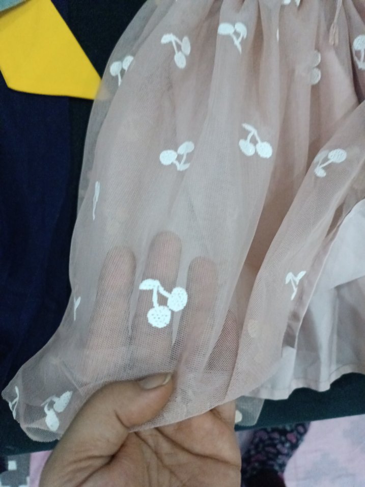 Bej Nakışlı Fırfırlı Kız Eteği - Görsel 5