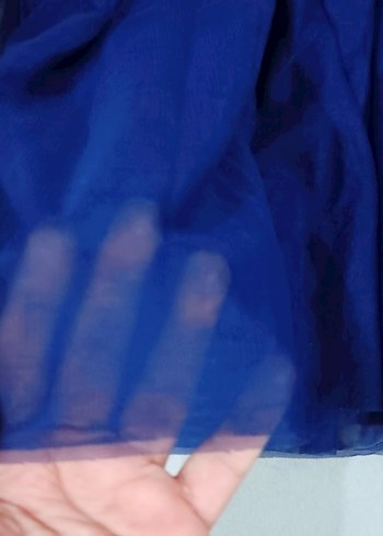 Çiçek Nakışlı Mavi Uzun Kollu Kız Elbisesi - Görsel 5