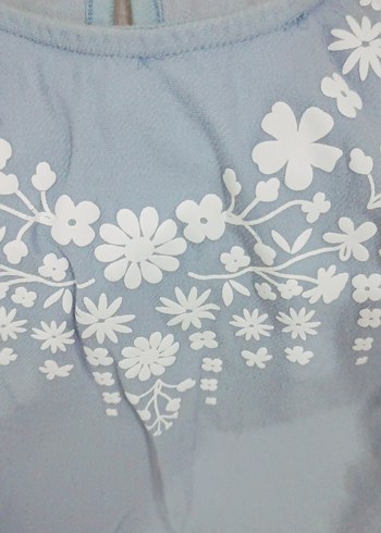 Mavi Nakışlı Kolsuz Kız Elbisesi - Görsel 2