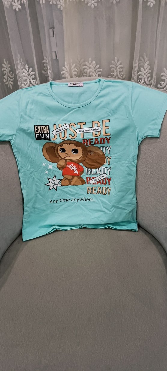 Turkuaz Baskılı Kız Çocuk Tişörtü - Görsel 2