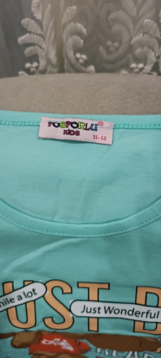 Turkuaz Baskılı Kız Çocuk Tişörtü - Görsel 3