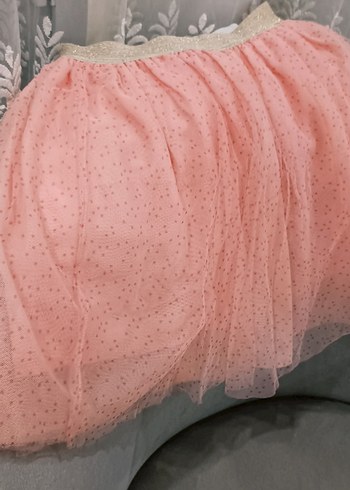 Pembe Nakışlı Kız Çocuk Fırfırlı Etek - Görsel 5