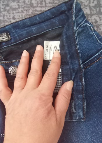 m Beden Gevşek Kesim Midi Boy Mavi Kadın Kot Pantolon