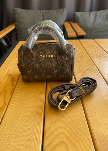 Vakko Kahverengi Baskılı Deri Kadın Çanta