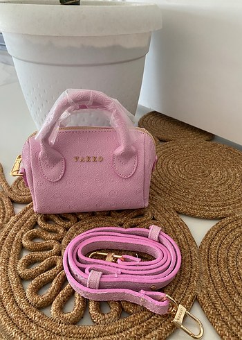 Pembe Süet Baskılı Kadın Çanta