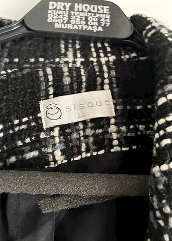 Diğer Düğmeli Siyah Kareli Midi Kadın Blazer