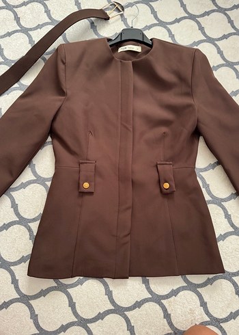 Kadın Kahverengi Düğmeli  Blazer ceket - Görsel 2